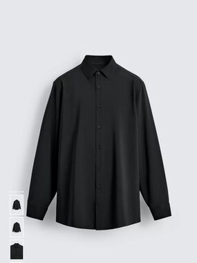 Zara Man Slim Fit Black Button Down Long Sleeve Shirt M